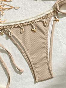 Bikinx Set de 2 piezas de bikini de triángulo con tirantes de unicolor y patchwork, para mujer, para verano y vacaciones en la playa