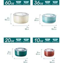 Bonbon Ceramic Nesting Bowls With Lids, Microwave Safe Food Storage Containers For Prep, Salad, Soup, Pasta, Cooking And Serving, Set Of 4 (60/36/20/10 Oz), Multi-Color - Multicolor - View 3