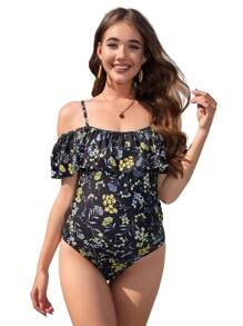 Yesfashion Women Maternity One Piece Swimsuit Print Front Off Shoulder Pregnacy Floral Bathing Suit - Nhiều màu - Xem 1