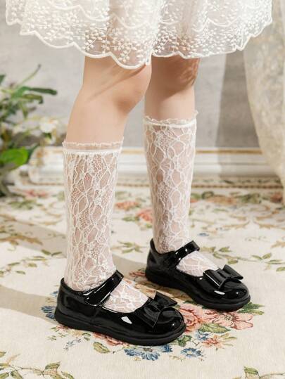 1 Pair New Fashion Minimalist Bow Decor Casual Flats, Comfortable & Durable, Suitable For All Seasons, Girls/Kids