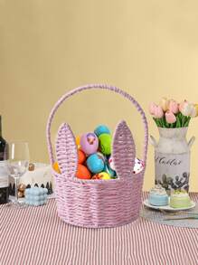 1 件复活节兔子篮子杂物收纳盒编织花篮野餐篮复活节篮子适用于家庭花园派对露营厨房户外装饰 - 1pc - 查看 7