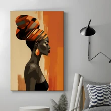1pc Framed Canvas Poster, African American Women Black Vogue Girl Wall Art Canvas Paintings, Ideal Gift For Bedroom Living Room Corridor, Wall Art, Room Decoration