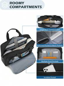 NEWHEY 15.6"/17.3" Laptop Bag For Men, Large Capacity 3-In-1 Business Briefcase Fits A4 Papers, Shock-Resistant, Suitable For Business, Travel, Work, School, Spring - Multicolor - View 4