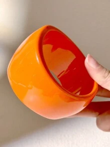 1 件时尚女士树脂手镯，非圆形和非方形，适合作为送给朋友和家人的礼物 - 橘色 - 查看 6