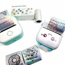 Holographic Silver Thermal Self-Adhesive Continuous Paper Rolls, 50mmx3.5m/Roll, Compatible With C9/X5/X6/T02/M02 Mini Portable Thermal Printers,Laser Effect Printing,School Supplies,Back To School