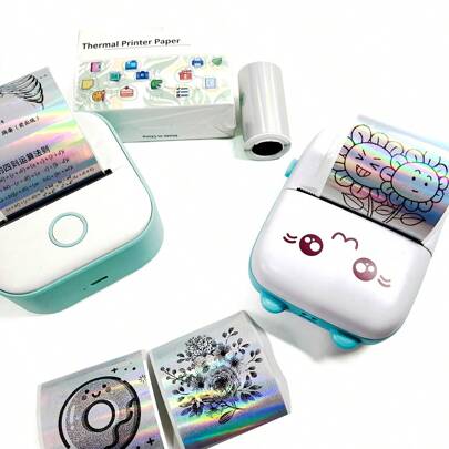 Holografiska silverfärgade termiska självhäftande rullar i löpande papper, 50 mm x 3,5 m/rulle, kompatibel med C9/X5/X6/T02/M02 mini bärbara termoskrivare, laserutskrift, skolmaterial, skolstart