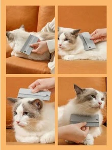 1pc Pet Soft Rubber Deshedding Brush, Cat Dog Hair Remover Grooming Tool, Portable Fur Cleaner - Multicolor - View 4