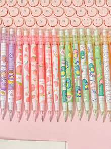7 pezzi/1 set Matita automatica da 0,5 mm con gomma senza ricarica, stile carino, strumento di scrittura per studenti, bambini, scuola, ufficio, strumento di scrittura per insegnamento (stile casuale), stagione di ritorno a scuola, stagione di inizio scuola