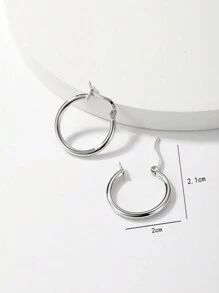 1 Pair Minimalist 925 Silver Gold-Plated Round Hoop Earrings