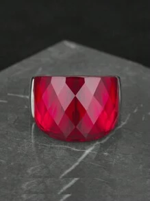 这款欧美流行的红色合成锆石钛钢女士戒指，采用316不锈钢材质，不褪色，低过敏性，是母亲节和情人节的理想礼物。 - 鋼色戒指 - 查看 1