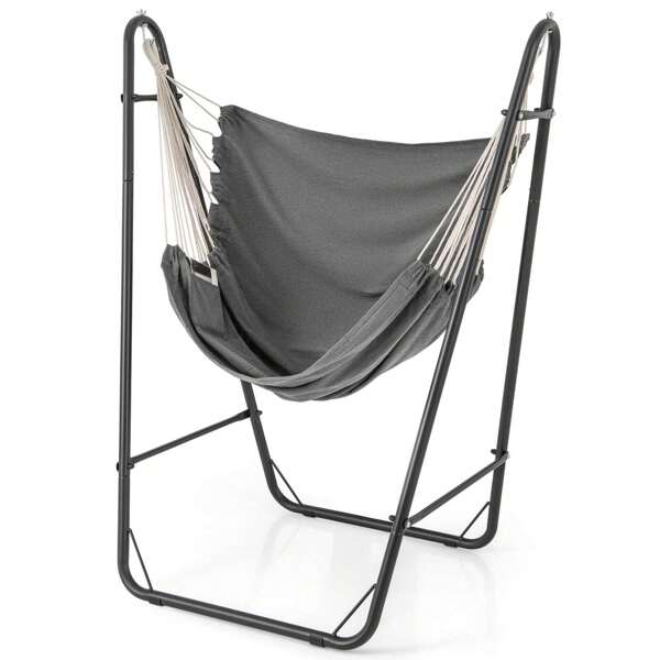 Lifezeal Heavy-Duty Hammock Chair With Stand Metal Frame Storage Pocket Quality Fabric
