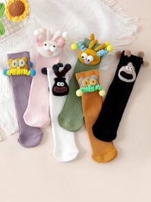 1 par de calcetines de tripulación graciosos y de dibujos animados, calcetines novedosos y lindos para estudiantes y familias, adecuados para primavera/otoño