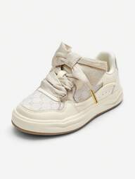 Balabala Girls' Low-Cut White Sneakers, Stylish And Anti-Slip Spring Shoes