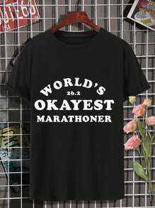 Funny Marathon Runner T-Shirt World's Okayest Marathoner For Women - Running Apparel Marathon Gift Funny Running Shirt - Black - View 2