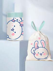 2 件/4 件可爱塑料垃圾袋，家用，可爱兔子和熊印花，加厚，大号，带抽绳