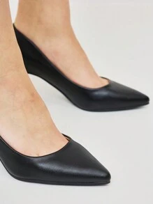 女士黑色尖头时尚高跟鞋时尚高跟鞋 - 黑色 - 查看 4