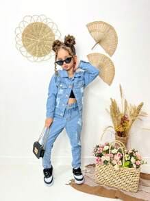 Light Blue Denim Jacket Without Lycra - Rửa nhẹ - Xem 2