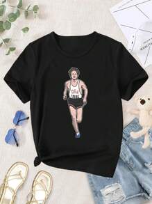 Women's Pre-Fontaine T-Shirts Stylish Comfortable Trendy Tops - Black - View 1