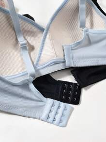 3 piezas Ropa interior simple y femenina para niñas adolescentes con copa triangular sólida, adecuada para edades de 13 a 16 años