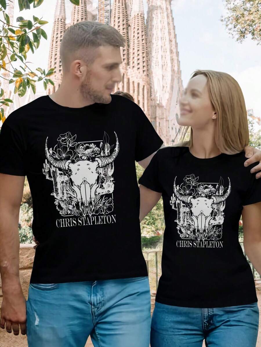 Women's Chris Stapleton T-Shirts Concert Tees Fan Shirts Graphic Tees - Black - View 1