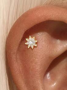 1 件不对称 925 纯银防过敏耳环，适合女士穿孔软骨耳钉，适合日常佩戴/派对/礼物，新娘珠宝，精美珠宝