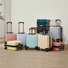 14-Inch Lightweight Hand Luggage Suitcase, Carry-On Friendly Wheeled Travel Case - Dusty Pink - View 1