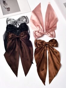 5 buah Pita Jepit, Pita Jepit Besar dengan Ekor Panjang, Aksesori Rambut Pita untuk Anak Perempuan, Cocok Sebagai Hadiah Tahun Baru, Jepit Rambut, Jepit Cakar Rambut - MultiWarna - View 5