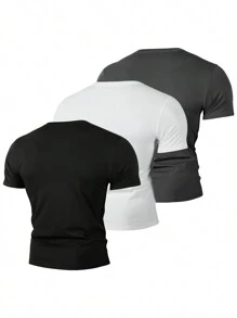 Men's 3-Piece Sports T-Shirt, Men's Functional Shirt, Quick-Drying Breathable Training Shirt, Fitness Running Shirt, Summer Casual Comfort Shirt - màu sắc hỗn hợp - Xem 2