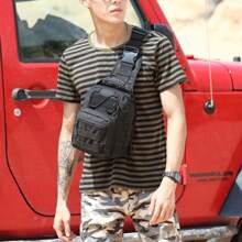 STAR SHOP Military Backpack Crossbody Bag Men's Side Bag Chest Shoulderbag - Black - View 5