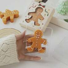 1pc Christmas A Soybean Wax Material Christmas Gingerbread Man Scented Candle, Lovely Christmas Wind Home Gingerbread Man Candle Decoration, Suitable For Christmas Decoration, Home Decoration, Table Decoration, Table Decoration, Christmas Holiday Gifts, With Gifts, Four Seasons Universal Candles, Coffee And Milk Scented Candles, Candle Decoration