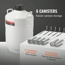 Liquid Nitrogen Tank, 3-20 L Aluminum Alloy Liquid Nitrogen Container, LN2 Tank Dewar With 6 Canisters And Carry Bag With Straps, Cryogenic Tank For Beauty Industry, Seminal Fluid Preservation, Scientific - 30L - View 5