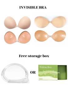 YIYANG Invisible Bra With Adhesive Bra (Optional Two Styles Storage Box), Reusable Invisible Self-Adhesive Bra, No Straps, Suitable For Evening Gowns, Wedding Dresses And Sleeveless Swimsuits - Multicolor - View 6