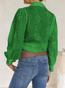 Blusa de Acción de Gracias Vaiaye, blusa de manga larga con cuello de corbata bordada de unicolor para mujer, adecuada para el Día de San Valentín, uso diario, viajes, Navidad, cumpleaños y atuendo de Año Nuevo