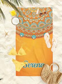 Personalized Bohemian Style Beach Towel, Mandala Patterned Beach Blanket With Name/Letter, Absorbent Beach Towel Suitable For Women, Girls, Children, Boys, Men, Adults,Multi-Functional,Durable,Anti-Mold,Ornamental,Reusable,Exquisite,Stylish,High-Quality,Colorful,Modern,Cute,Comfortable,Custom,Personalized,Unique,Ideal Gifts For Him,Ideal Gifts For Her,Boyfriend,Dad,Girlfriend,Mom,Family,Friends,Tea Room,Home,Garden,Office,For Anniversaries,For Valentine's Day,For Mother's Day,For Birthdays,For Father's Day,For Graduation,For Weddings,For Housewarming,Customized Beach Towels - Multicolor - View 29