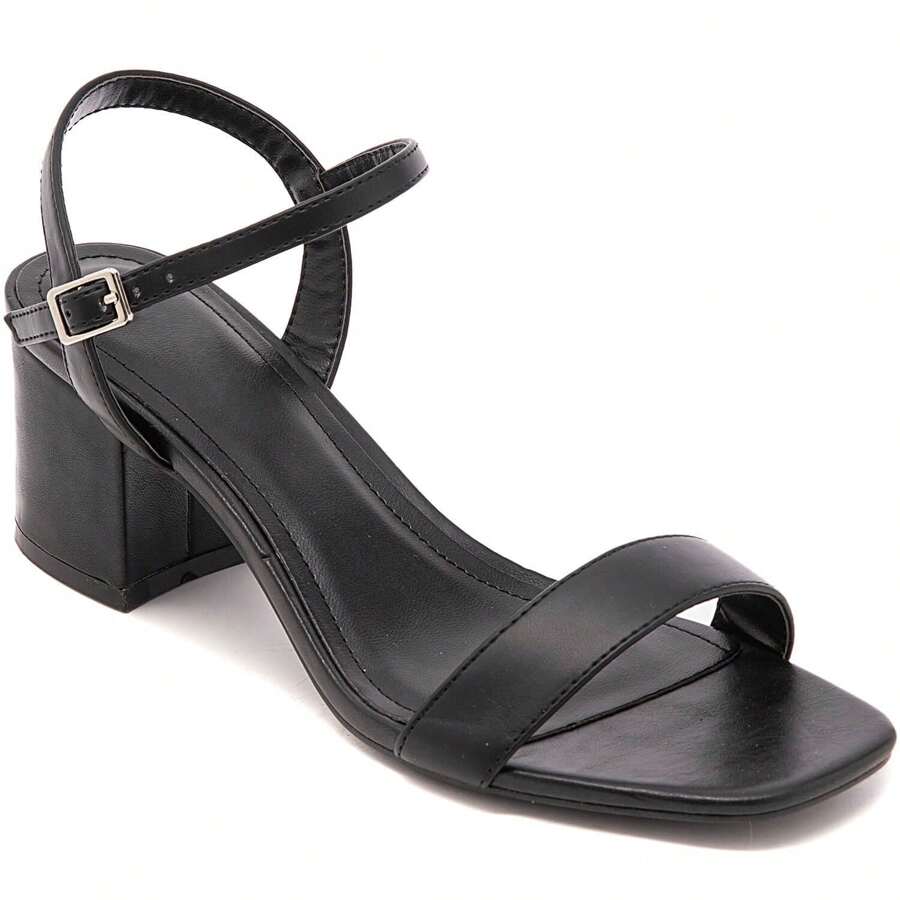 Summer Casual Versatile Minimalist High Heel Sandals - Black - View 1