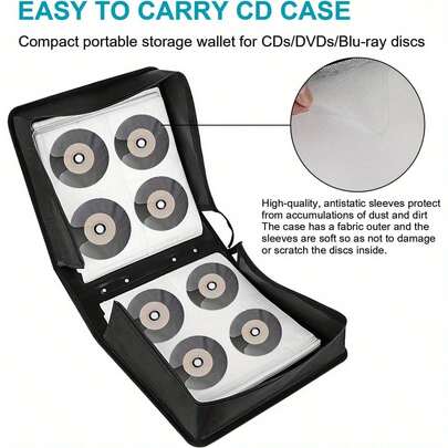 Disc Carry Case 400 CD Holder Case Bag CD Storage Wallet Protector CD DVD Bag Large Storage CD DVD Folders Sleeves Carry Case(Black)