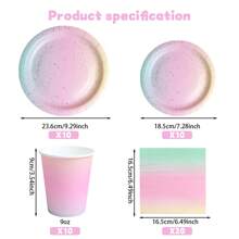 10pcs/20pcs/50pcs, Rainbow Color Party Tableware Set Disposable Paper Plates Napkins Cups. Gold Dot Colored Tableware For Boys Girls Baby Birthday Shower Wedding Party