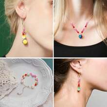 约 1200 件 4 色透明亚克力珠、双锥珠，适用于手链 DIY 珠宝制作