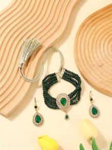 女士项链耳环套装，流行首饰套装，复古宫廷风格，新娘婚礼派对项链耳环套装