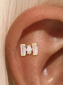 1 件不对称 925 纯银防过敏耳环，适合女士穿孔软骨耳钉，适合日常佩戴/派对/礼物，新娘珠宝，精美珠宝