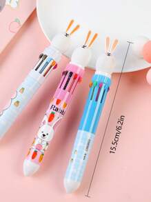 1 pieza Bolígrafo multicolor y multifunción lindo, 10 colores en 1 - Estilo de influencer de redes sociales