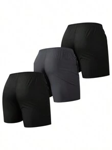Men's 3-Piece Quick-Drying Sports Shorts With Zipper Pocket And Elastic Waistband For Casual Wear, Beach, Summer Outing, Running And Fitness Exercises, Summer Casual And Comfortable Shorts