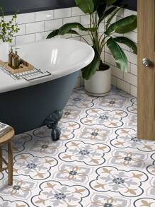 SUPSTICKER 9 件波西米亚风格印花自粘防水防滑地板贴纸，可撕下并粘贴于客厅、卧室、厨房、浴室地板、墙壁、橱柜、桌面装饰礼物生日毕业房间装饰家居装饰墙壁装饰浴室装饰卧室装饰房间装饰用品客厅装饰家居装饰客厅墙纸壁纸墙贴墙贴厨房配件厨房用品厨房装饰地砖地板地砖自粘地砖剥离粘贴 - 彩色 - 查看 1