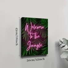 1pc Framed Canvas Poster, Welcome To The Jungle Wall Art Canvas Paintings, Ideal Gift For Bedroom Living Room Corridor, Wall Art, Room Decoration