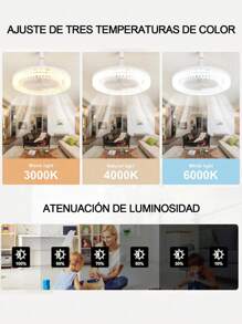 Portable LED Ceiling Fan Lamp, Home Energy-Saving Integrated Fan Light, Three-Color Light Fan With Smart Remote Control, Ceiling Fan Light, Remote Control, Modern Fan Light, Suitable For Living Room, Dining Room, Bedroom, Office - White - View 3