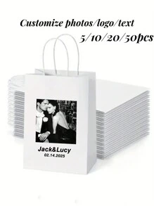 5/10/20/50/100 pièces Sac cadeau personnalisé, sac en papier de 21 x 11 x 27 cm avec poignée, sac en papier réutilisable petit, moyen et grand pour , sac pour produits de au détail, sac cadeau d'anniversaire, sac cadeau de mariage, sac cadeau de fête, style élégant et simple, personnalisé, unique pour anniversaires, anniversaires, usage quotidien, mariages, remise de diplômes, soirée de promo, fêtes, fournitures scolaires, rentrée scolaire, bureau, école, salle de classe, cadeaux pour enseignants, université, collègues, chambres étudiantes, pour garçons et filles, adolescents, élèves de collège et de lycée, étudiants universitaires, première année, deuxième année, élèves
