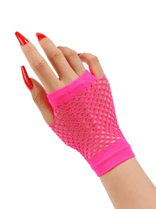 Women's Short Fingerless Fishnet Gloves, Gothic 80s Aesthetic Accessory Halloween