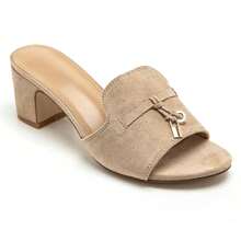 Heeled Shoes With Strap And Buckle Detail - Beige - View 4
