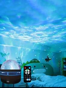 USB Powered RGB Water Wave Ripple Projection Lamp, Starry Galaxy Aurora Decorative Lighting With Remote Control For Bedroom Bedside Night Light - Multicolor - View 12