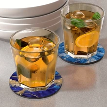 6pcs/Set Watercolor Marble Design Coasters, 10cm/3.9inch Diameter, 2mm Thickness, Absorbent Rubber Bottom, Anti-Slip, Cute Cup Mats, Suitable For Cups, Home Kitchen Tabletop Decor, Housewarming Gift - GZNBD-009 - View 6